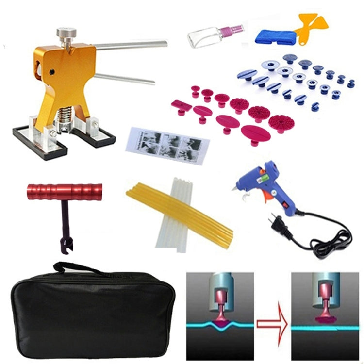 45 in 1 Auto Car Metal PDR Dent Lifter-Glue Puller Tab Hail Removal Paintless Car Dent Repair Tools Kit, with 20W Glue Gun, US Plug or EU Plug, 45 in 1 45 in 1
