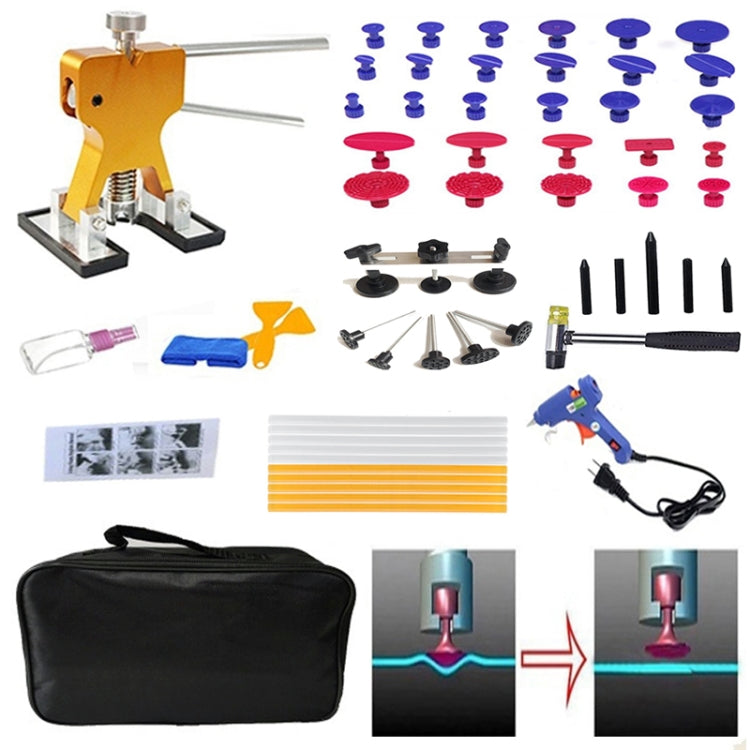 57 in 1 Auto Car Metal PDR Dent Lifter-Glue Puller Tab Hail Removal Paintless Car Dent Repair Tools Kit, with 20W Glue Gun, US Plug or EU Plug, 57 in 1 57 in 1
