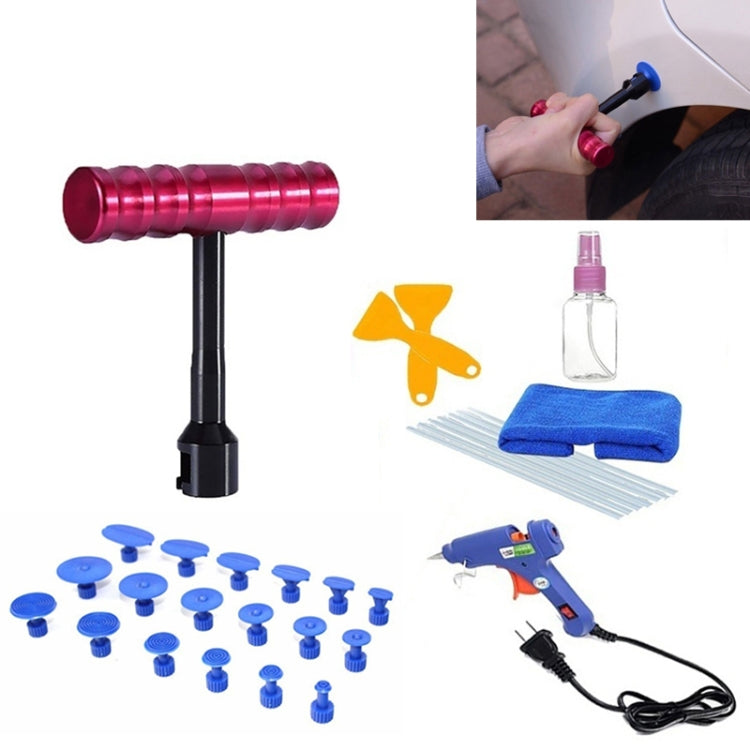 32 in 1 Auto Car Metal PDR Dent Lifter-Glue Puller Tab Hail Removal Paintless Car Dent Repair Tools Kit, with 20W Glue Gun, US Plug or EU Plug, 32 in 1 T-Bar 32 in 1 T-Bar