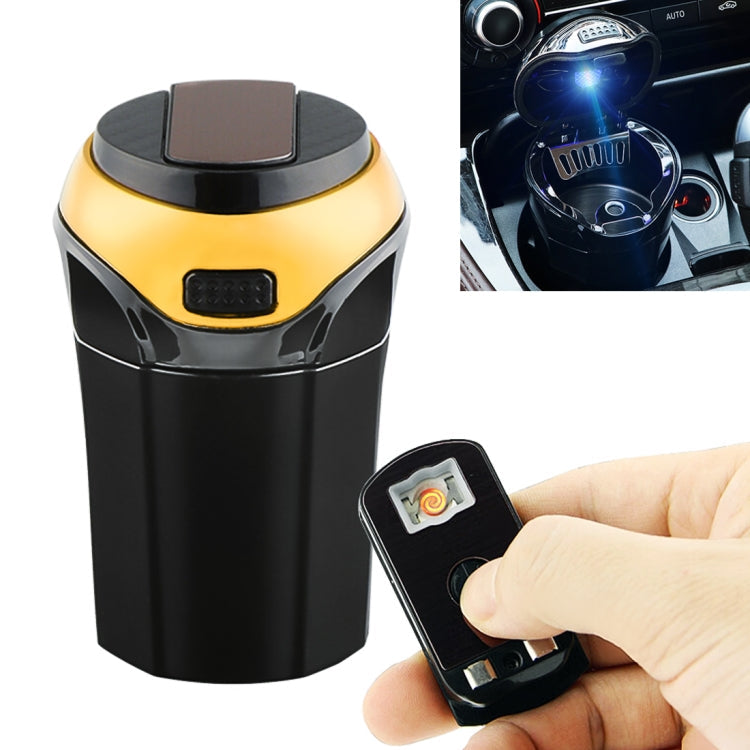2 in 1 Universal Car Detachable Electronic Cigarette Lighter + Trash Rubbish Bin Ashtray Gold