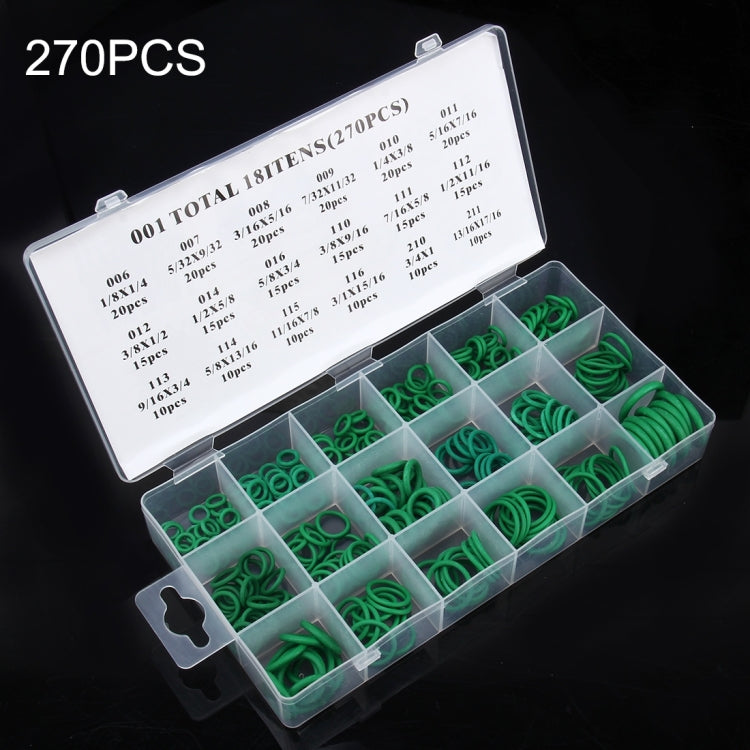 270 PCS Car Auto Vehicle 18 Sizes Assortment Kit Air Conditioning HNBR Seal O-Ring Set, 270 PCS Green, 270 PCS Purple 270 PCS Green CMS6351