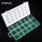 270 PCS Car Auto Vehicle 18 Sizes Assortment Kit Air Conditioning HNBR Seal O-Ring Set, 270 PCS Green, 270 PCS Purple 270 PCS Green CMS6351