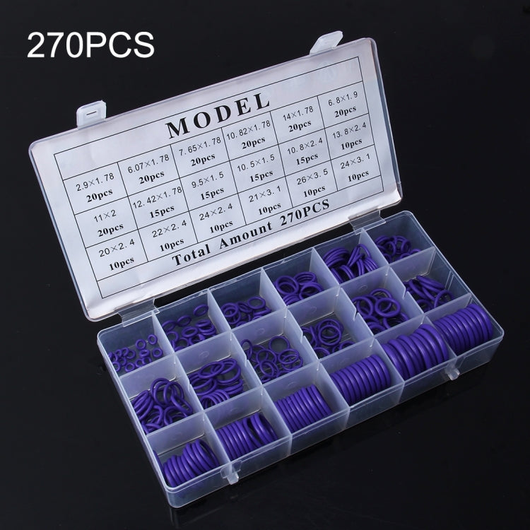 270 PCS Car Auto Vehicle 18 Sizes Assortment Kit Air Conditioning HNBR Seal O-Ring Set, 270 PCS Green, 270 PCS Purple – Durable Build, Easy to Use 270 PCS Purple CMS6351P