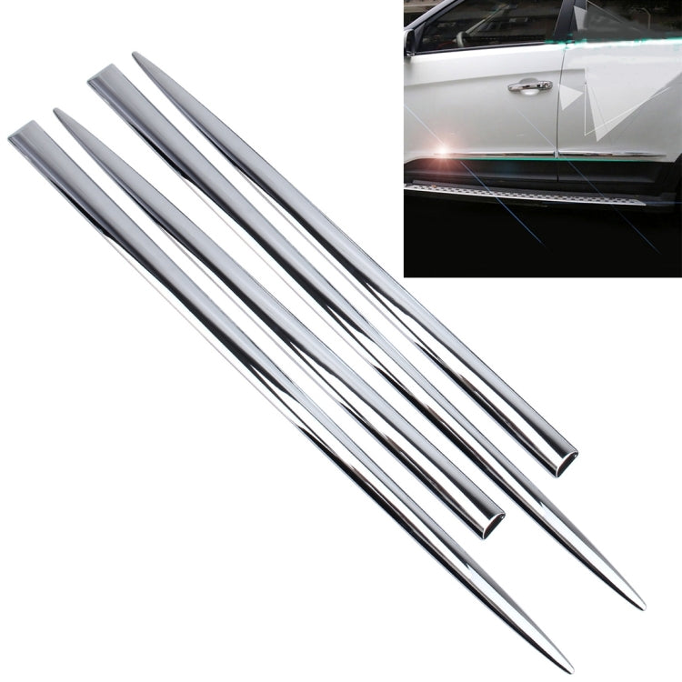 4 PCS Car Auto Door Side Edge Metal Anti-scratch Body Guard Protection Strip Sticker Silver