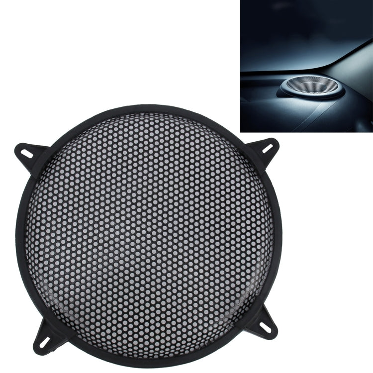 12 inch Car Auto Metal Mesh Black Round Hole Subwoofer Loudspeaker Protective Cover Mask Kit with Fixed Holder, 12 Inch 12 Inch