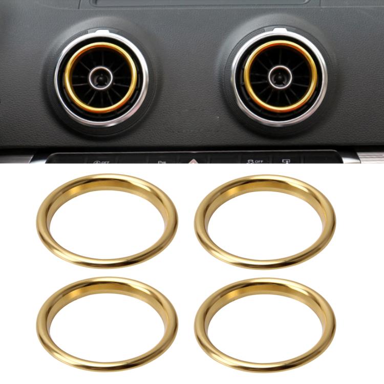 4 PCS Car Outlet Decorative Rings Aluminum Alloy Air Outlet Chrome Trim Ring Car Dashboard Air Vents Cover Sticker Decoration for Audi A3 – Wear-resistant, Aluminum Alloy, For Audi A3 For Audi A3 Gold