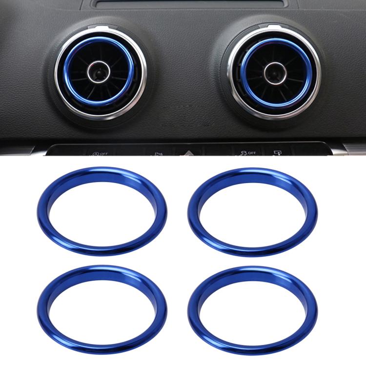 4 PCS Car Outlet Decorative Rings Aluminum Alloy Air Outlet Chrome Trim Ring Car Dashboard Air Vents Cover Sticker Decoration for Audi A3 – Wear-resistant, Aluminum Alloy, For Audi A3 For Audi A3 Blue