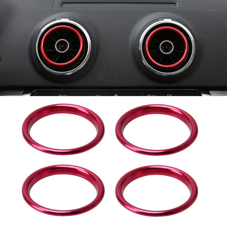 4 PCS Car Outlet Decorative Rings Aluminum Alloy Air Outlet Chrome Trim Ring Car Dashboard Air Vents Cover Sticker Decoration for Audi A3 – Wear-resistant, Aluminum Alloy, For Audi A3 For Audi A3 Magenta