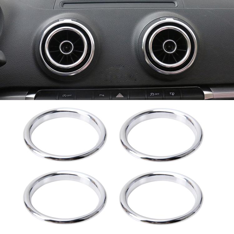 4 PCS Car Outlet Decorative Rings Aluminum Alloy Air Outlet Chrome Trim Ring Car Dashboard Air Vents Cover Sticker Decoration for Audi A3 – Wear-resistant, Aluminum Alloy, For Audi A3 For Audi A3 Silver