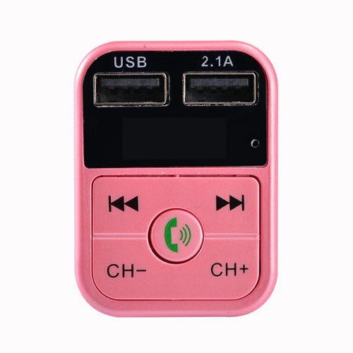 B2 Dual USB Charging Bluetooth FM Transmitter MP3 Music Player Car Kit, Support Hands-Free Call & TF Card & U Disk, B2 (Rose Gold)
