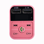 B2 Dual USB Charging Bluetooth FM Transmitter MP3 Music Player Car Kit, Support Hands-Free Call & TF Card & U Disk, B2 (Rose Gold)