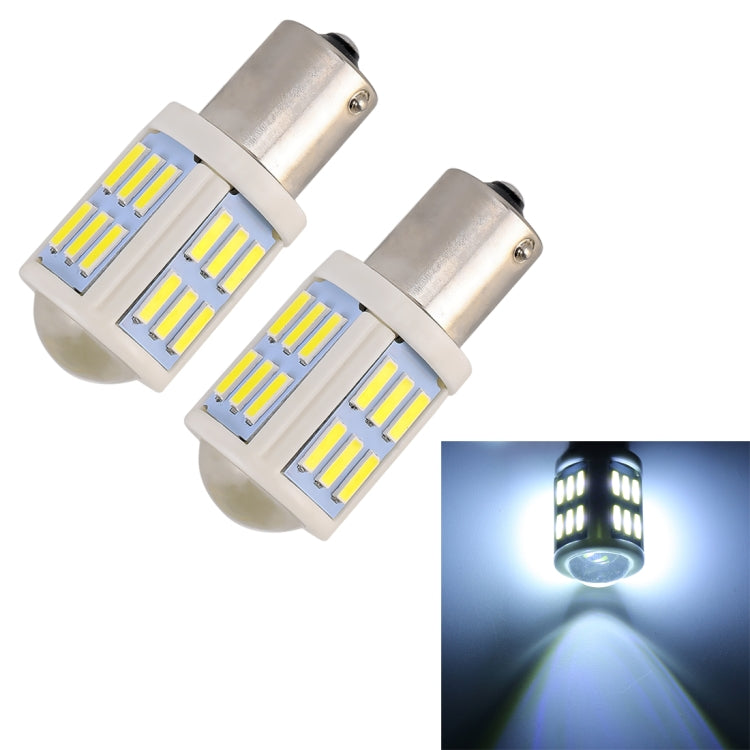 2 PCS 1156 / BA15S 4.5W DC 12V 6000K 290LM Car Auto Ceramics Turn Lights / Reversing Light 27LEDs SMD-7020 Lamps, with Projector Lens, 1156 / BA15S 1156 BA15S