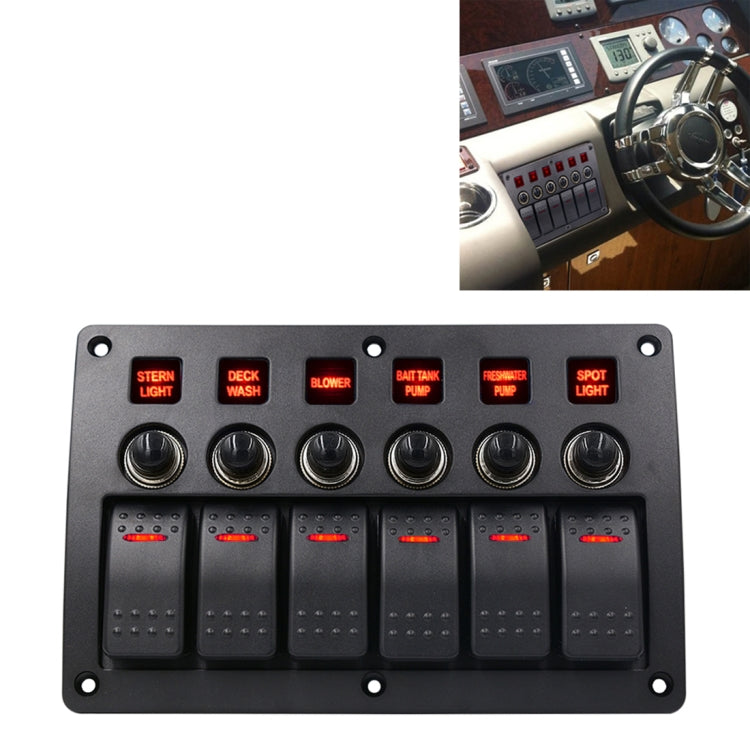 3Pin 6 Way Switches Combination Switch Panel with Light and Projector Lens for Car RV Marine Boat, 3Pin 6 Way 3Pin 6 Way