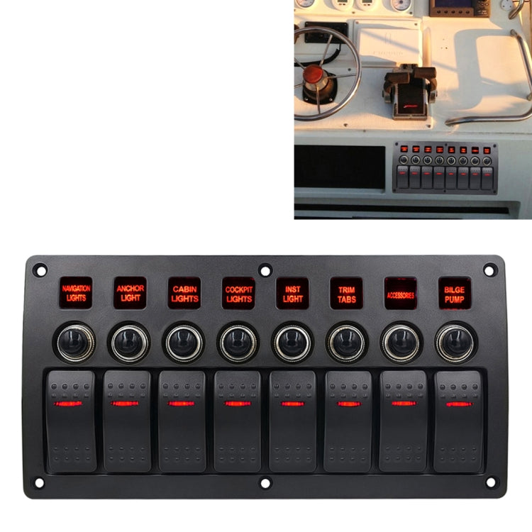 3Pin 8 Way Switches Combination Switch Panel with Light and Projector Lens for Car RV Marine Boat, 3Pin 8 Way 3Pin 8 Way