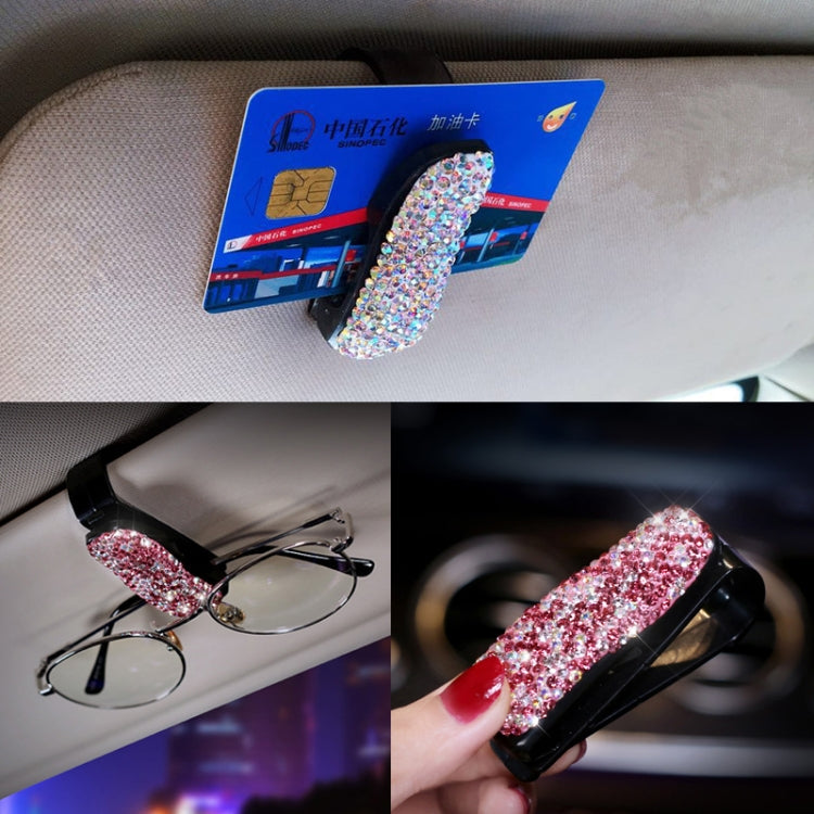 Car Mixed Color Diamond Mounted Glasses Bill Clip Holder – Durable Build, Easy to Use