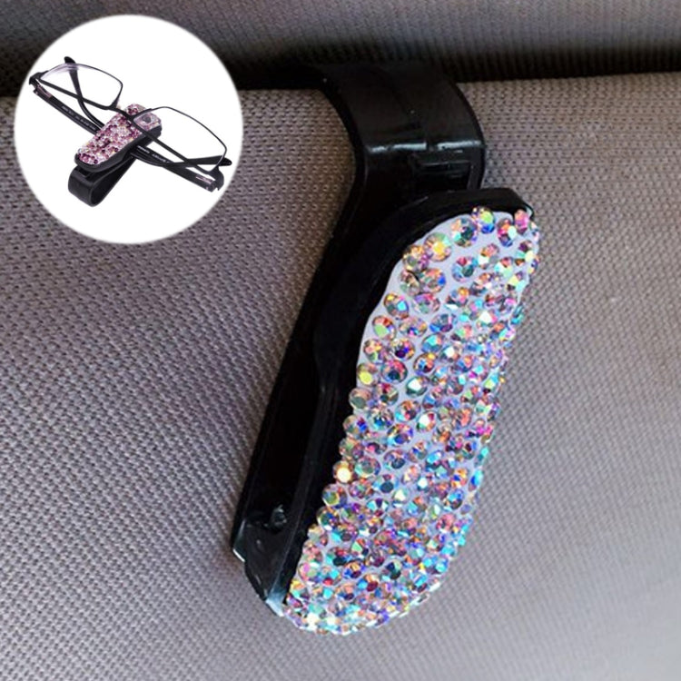 Car Mixed Color Diamond Mounted Glasses Bill Clip Holder – Durable Build, Easy to Use Colour