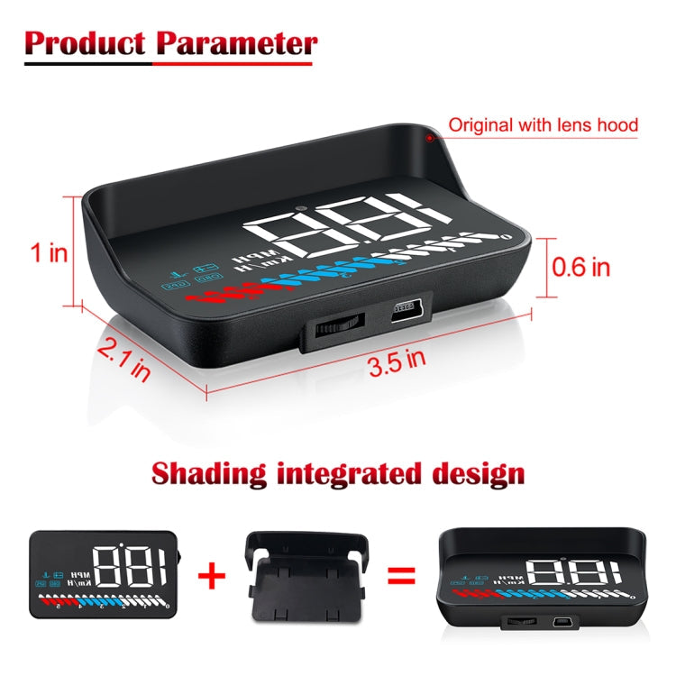 M7 3.5 inch Universal Car OBD2 + GPS HUD Vehicle-mounted Head Up Display Fuel Consumption, M7