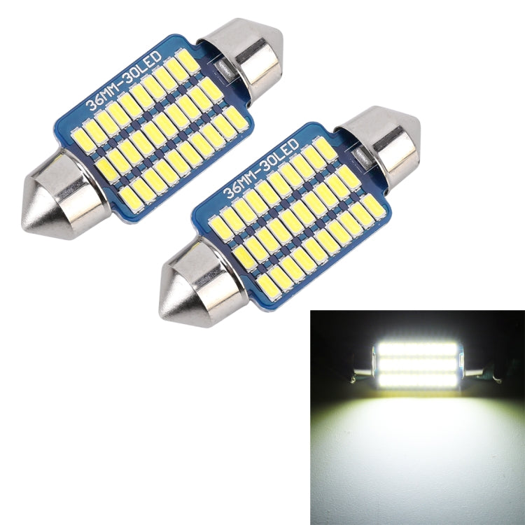 2 PCS 36mm DC12V / 1.5W / 6000K / 100LM 30LEDs SMD-3014 Car License Plate Light / Dome Light, with Decoder, 1.5W 36mm 1.5W 36mm