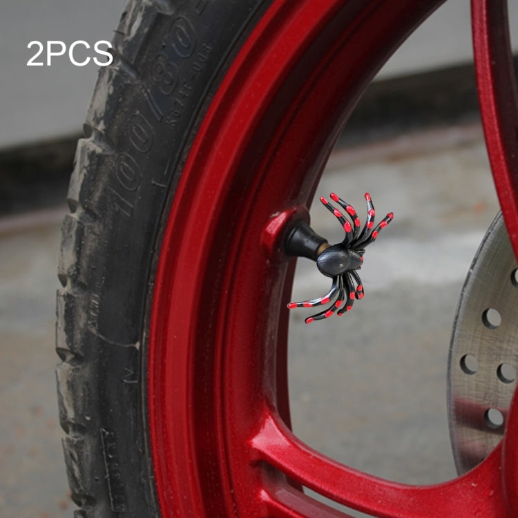 2 PCS Universal Spider Shape Car Motor Bicycle Tire Valve Caps Red