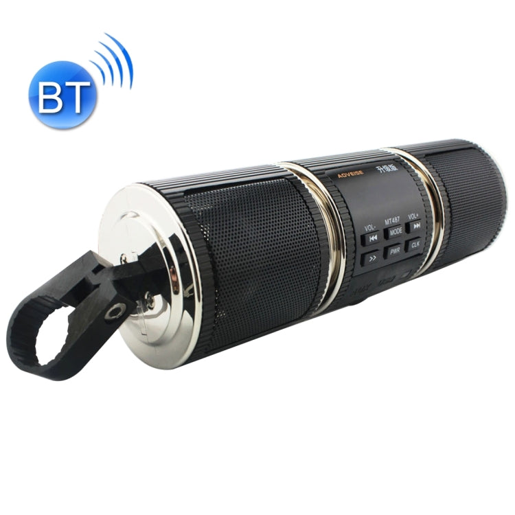 Motorcycle Waterproof Aluminum Shell Bluetooth Handle Stereo Speaker, Support BT/MP3/FM/TF Black