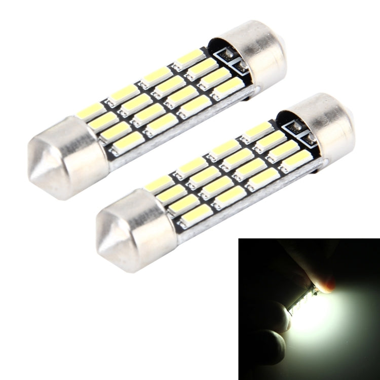 2 PCS 2W 100 LM 6000K 36MM Bicuspid Port Car Dome Lamp LED Reading Light with 16 SMD-4014 LED Lamps, DC 12V, 36MM 36MM