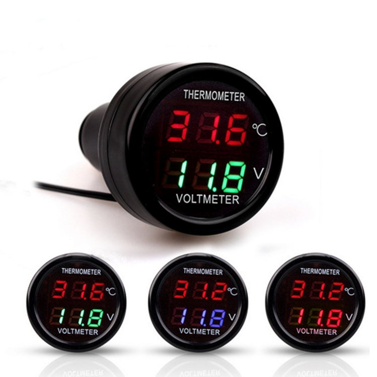 2 in 1 Universal Car Digital Voltage Meter Temperature Meter (Random Color Delivery), Without USB Charger – Durable Build, Easy to Use