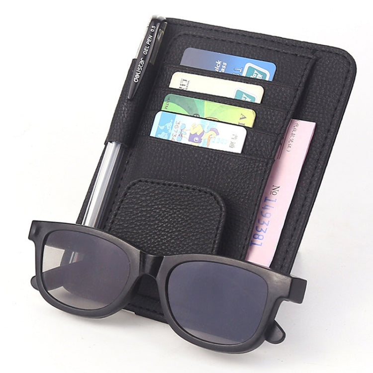 Multi-functional Auto Car Sun Visor Sunglass Holder Card Bill Ticket Storage Holder Pouch Bag Black