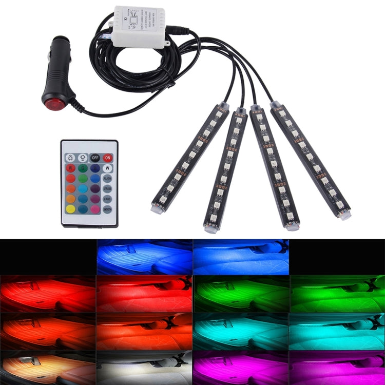 4 in 1 4.5W 36 SMD-5050-LEDs RGB Car Interior Floor Decoration Atmosphere Colorful Neon Light Lamp with Wireless Remote Control, DC 12V, 4.5W RGB Colorful – Durable Build, Easy to Use 4.5W RGB Colorful