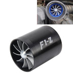 F1-Z Car Stainless Universal Supercharger Dual Double Turbine Air Intake Fuel Saver Turbo Turboing Charger Fan Set kit, Double Side(Blue), Double Side(Black), Double Side(Red), Double Side(Silver)
