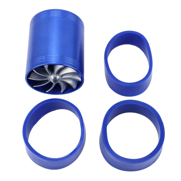 F1-Z Car Stainless Universal Supercharger Dual Double Turbine Air Intake Fuel Saver Turbo Turboing Charger Fan Set kit, Double Side(Blue), Double Side(Black), Double Side(Red), Double Side(Silver)