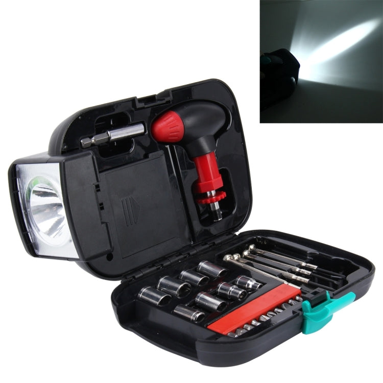 24 PCS Portable Flashlight Tool Box Set - Portable Auto, Home, Emergency Tool Kit with Flashlight, 24 PCS with Flashlight 24 PCS with Flashlight