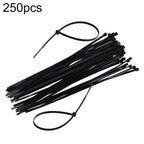 250pcs /Pack 5mm*300mm Nylon Cable Ties, 5mm*300mm Black, 5mm*300mm White 5mm*300mm Black Black