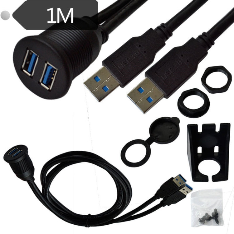 1m Flush Mount USB 3.0 Dock Car Ship Motorcycle Dashboard Panel Male to Female Data Waterproof Extension Cord, For Cable Length: 1m For Cable Length: 1m