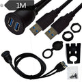 1m Flush Mount USB 3.0 Dock Car Ship Motorcycle Dashboard Panel Male to Female Data Waterproof Extension Cord, For Cable Length: 1m For Cable Length: 1m