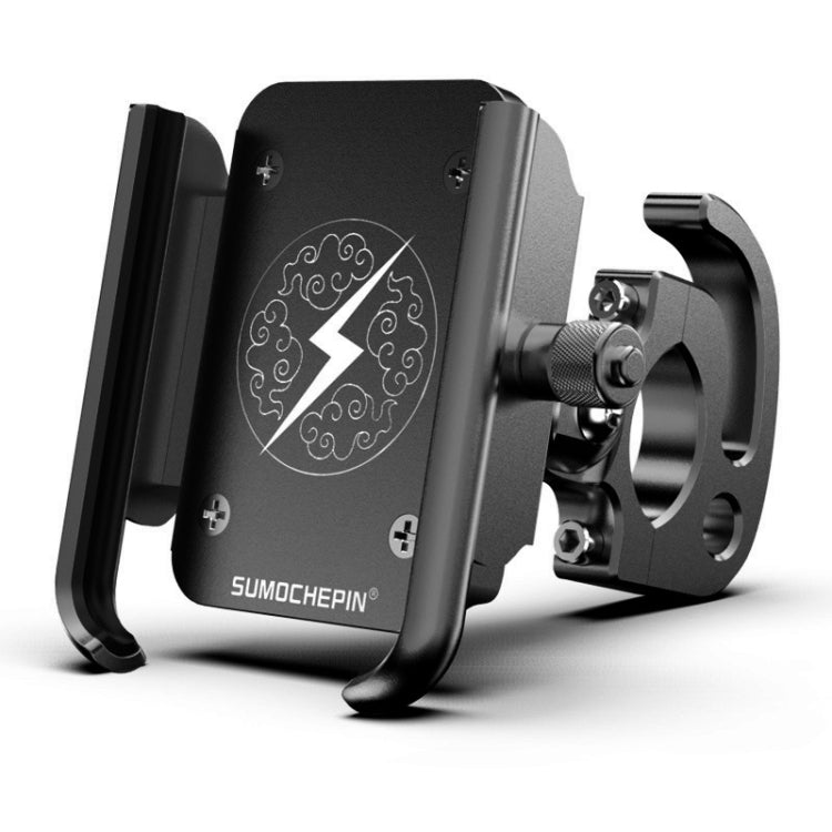 Motorcycle Aluminum Alloy Mobile Phone Bracket with Hook, Suitable for 4-6.5 inch Phones Black