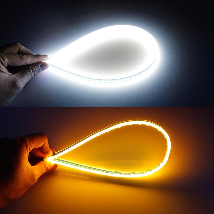 2 PCS 30cm DC12V 4.2W Ultra-thin Car Auto Double Colors Turn Lights / Running Lights, with LED SMD-2835 Lamp Beads (Turn Lights: Yellow Light; Running Lights: White Light), Turn Lights: Yellow Light; Running Lights: White Light Turn Lights: Yellow Light; Running Lights: White Light