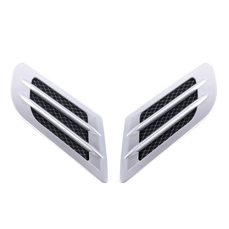 2 PCS Euro Style Plastic Decorative Air Flow Intake Turbo Bonnet Hood Side Vent Grille Cover With Self-adhesive Sticker Grey