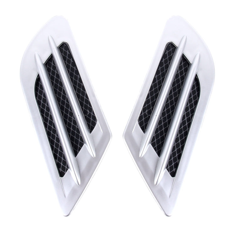 2 PCS Euro Style Plastic Decorative Air Flow Intake Turbo Bonnet Hood Side Vent Grille Cover With Self-adhesive Sticker – Durable Build, Easy to Use Silver