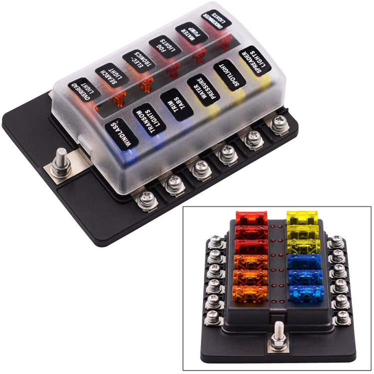 1 in 12 Out Fuse Box Screw Terminal Section Fuse Holder Kits with LED Warning Indicator for Auto Car Truck Boat, 1 in 12 Out (Screw Terminal Section) 1 in 12 Out (Screw Terminal Section)