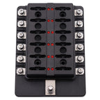 1 in 12 Out Fuse Box Screw Terminal Section Fuse Holder Kits with LED Warning Indicator for Auto Car Truck Boat, 1 in 12 Out (Screw Terminal Section)
