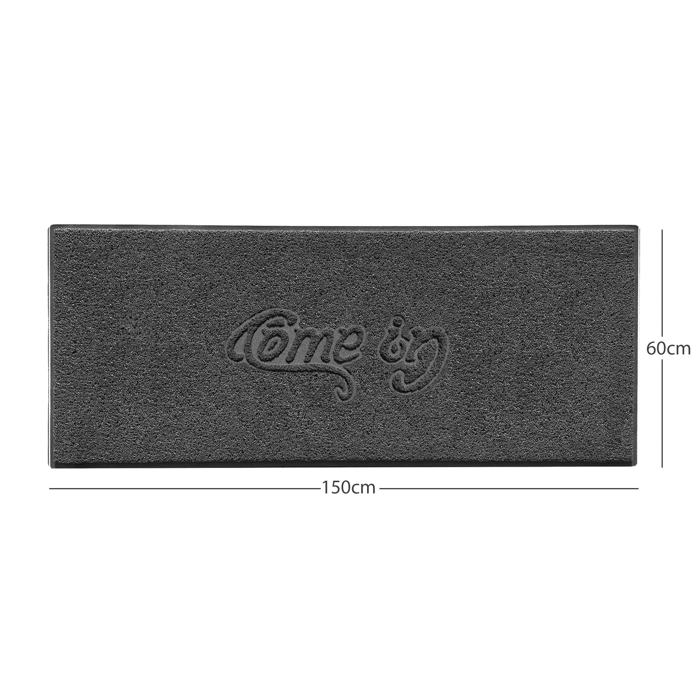 Come In Embossed Spaghetti Doormat 150cm x 60cm Dark Grey
