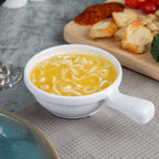 White Melamine Soup Bowl with Handle 10oz - Dozen