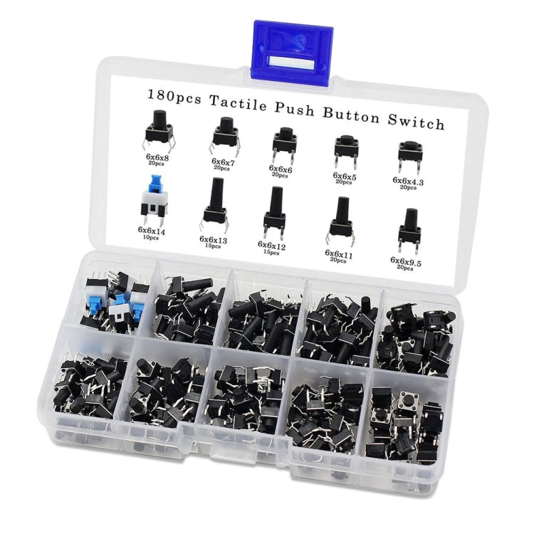 180 PCS Tactile Push Button Switch Kit Micro Switch, 180pcs /Set 180pcs Set
