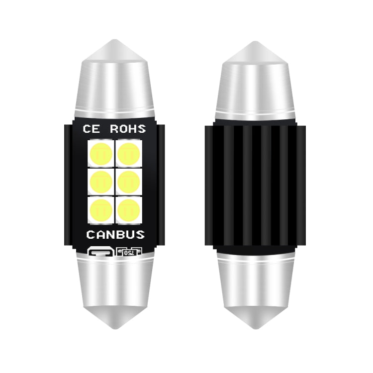 2 PCS 36mm DC12V-24V 3W 6000K 660LM 6LEDs SMD-3030 Car Reading Lamp / License Plate Light, 36mm (3W) 36mm (3W)