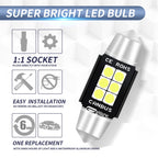 2 PCS 36mm DC12V-24V 3W 6000K 660LM 6LEDs SMD-3030 Car Reading Lamp / License Plate Light, 36mm (3W)