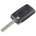 For PEUGEOT 2 Buttons ASK Signal Intelligent Remote Control Car Key with Integrated Chip & Battery & Holder, without Grooved, Frequency: 433MHz, 2 Buttons without Grooved – Durable Build, Easy to Use 2 Buttons without Grooved