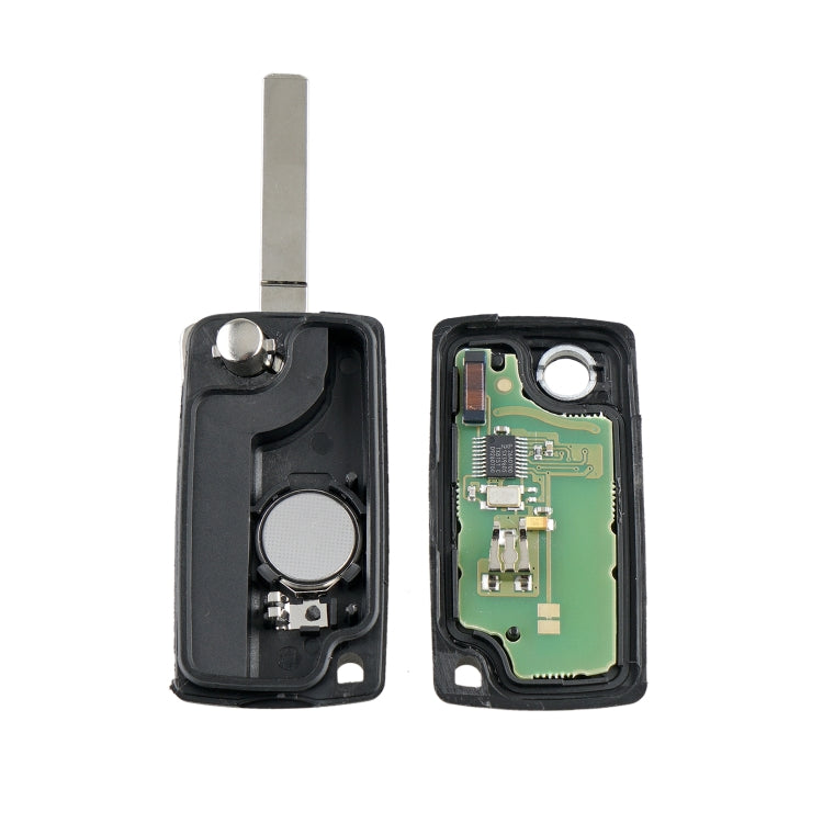 For PEUGEOT 2 Buttons ASK Signal Intelligent Remote Control Car Key with Integrated Chip & Battery & Holder, without Grooved, Frequency: 433MHz, 2 Buttons without Grooved – Durable Build, Easy to Use