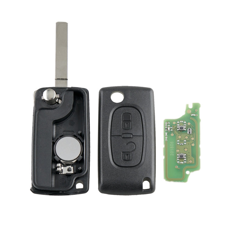 For PEUGEOT 2 Buttons ASK Signal Intelligent Remote Control Car Key with Integrated Chip & Battery & Holder, without Grooved, Frequency: 433MHz, 2 Buttons without Grooved – Durable Build, Easy to Use