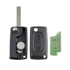 For PEUGEOT 2 Buttons Intelligent Remote Control Car Key with PCF7961 Integrated Chip & Battery & Holder & Slotted Key Blade & ASK Signal, Frequency: 433MHz, 2 Buttons with Slotted Key Blade