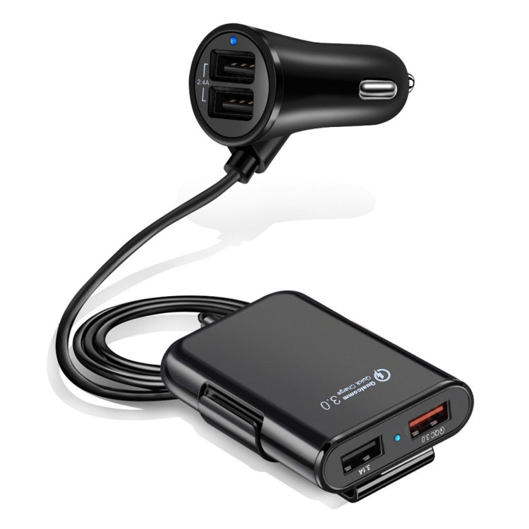 HMQ-C801 1.8m 8A Max 4 Ports USB Car Charger with Extending USB HUB for Front & Back Seat Charging, HMQ-C801 – Durable Build, Easy to Use HMQ-C801